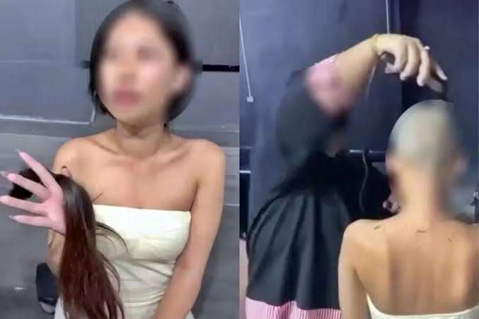 La grabaron mientras le rapaban la cabeza por no pagar su cuenta