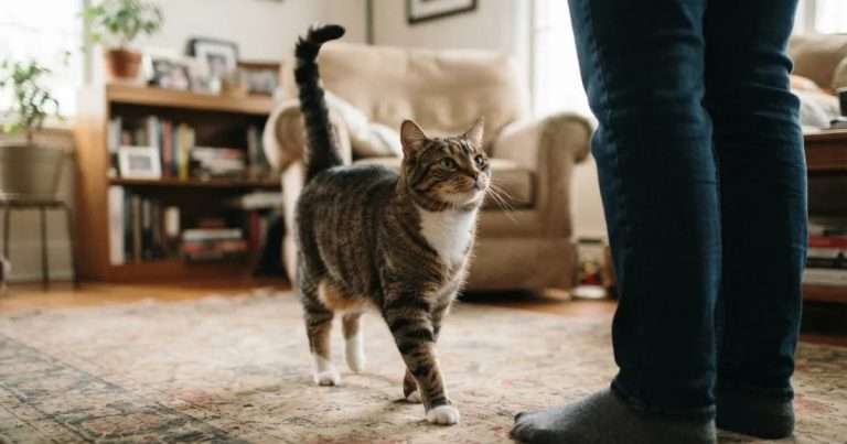 Qué significa que tu gato se te acerque con la cola en signo de pregunta