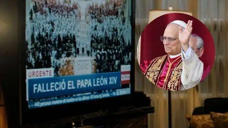 La escena de una película de terror mexicana donde se anuncia “la muerte del papa León XIV”