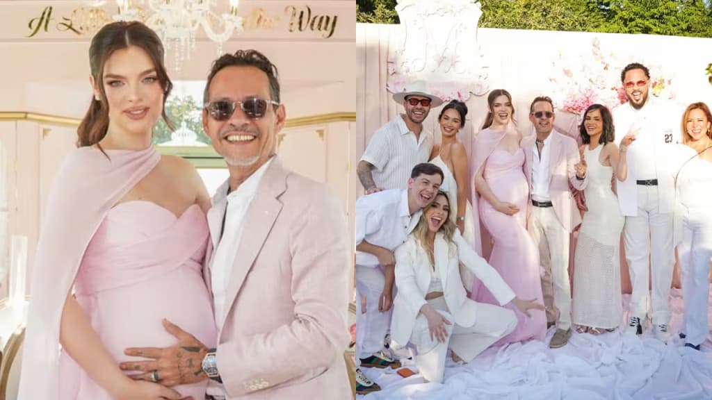 Marc Anthony y Nadia Ferreira celebran baby shower con famosos